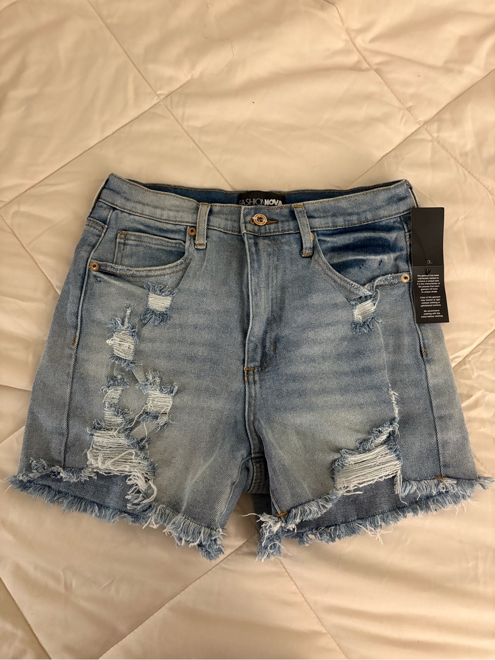 Fashion Nova All In The Details Distressed Denim Shorts